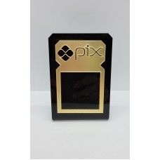 Placa acrílica para PIX Preta e Dourada 