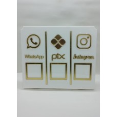 Placa acrílica para Whatsapp,PIX,Instagram Branca e Dourado 