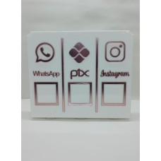 Placa acrílica para Whatsapp,PIX,Instagram Branca e Rosê