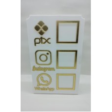 Placa acrílica para Whatsapp,PIX,Instagram Branca e Dourado